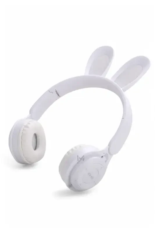 Oq simsiz Bluetooth 5.3 Led yorug'likli quyon quloqchinlari sovg'a ios Android mos stereo Hd ovoz-Oq quyon - 3