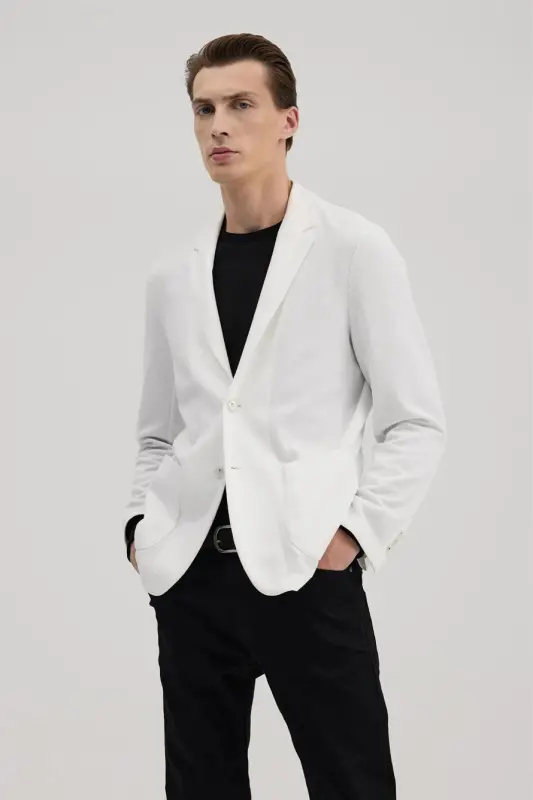 Oq Slim Fit Mono Yoqa Cho'ntak Ko'ylagi - 2