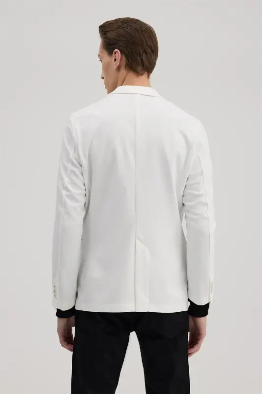Oq Slim Fit Mono Yoqa Cho'ntak Ko'ylagi - 4