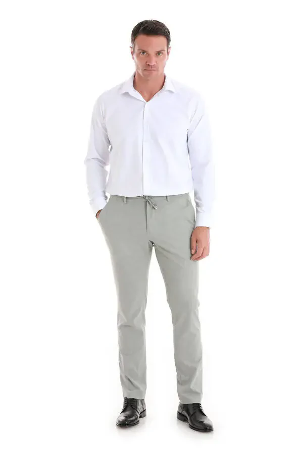 Oq Slim Fit naqshli Slim yoqali paxta uzun qisma - 2
