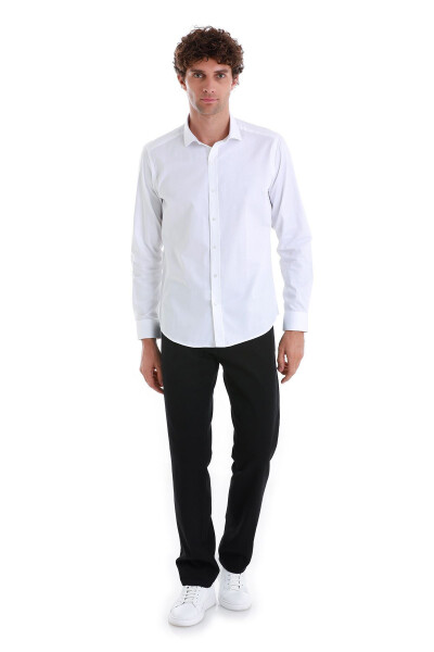 Oq Slim Fit Tekis 100% Paxta Ochiq Italyan Yoqa Uz - HATEMOĞLU (1)