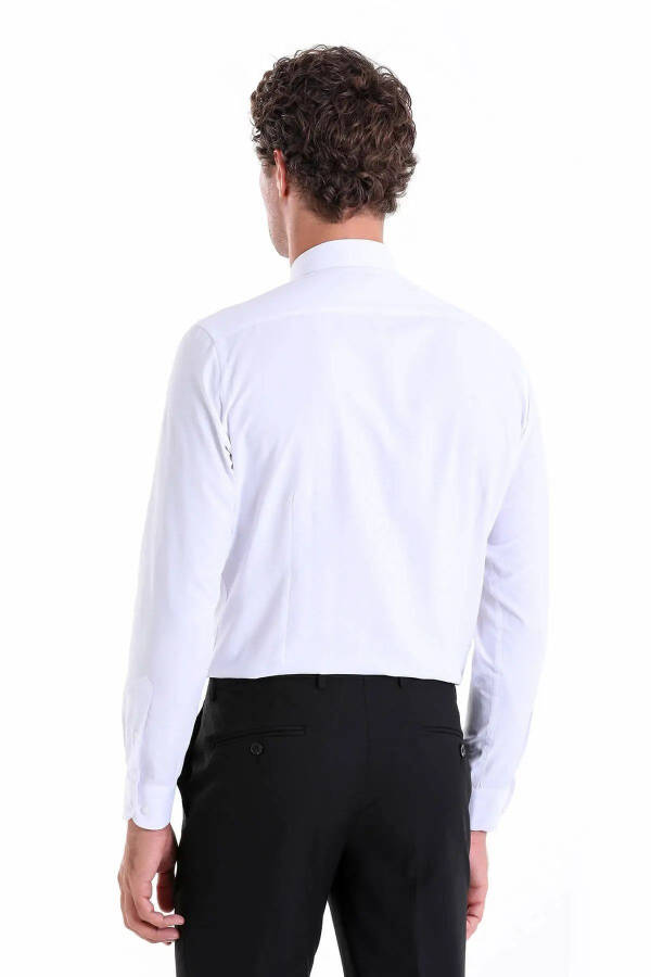 Oq Slim Fit tekis paxtadan Slim yoqali uzun yengli ko - 6