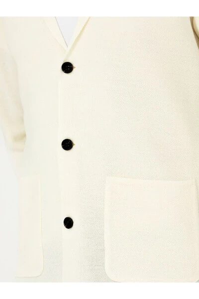 Oq Slim Fit V bo'yinli triko kardigan - 7