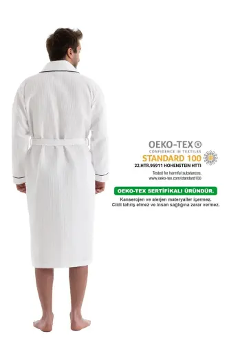 Oq Soho Pike xalat - Uniseks shimdiruvchi va yumshoq xalat modeli - 2XL-Oq - 3