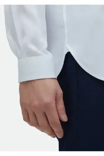 Oq tekis Regular Fit toqilgan klassik ko'ylak - 5