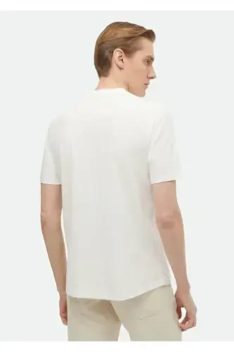 Oq tekis velosiped yoqasi 100% paxta futbolka - 4