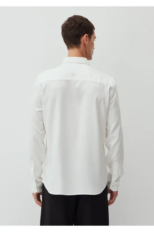 Oq Tencel TM Lyocell Ko'ylak Regular Fit / Normal Kesim 0210818-70057 - Oq-70057 - 5