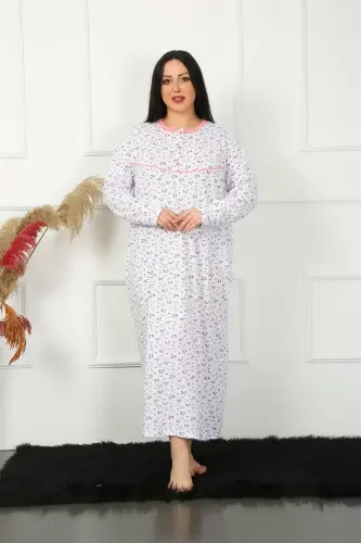 Oq teri Katta Uzun Qo'l Oq Ona Tungi ko'ylak 1356 - 1