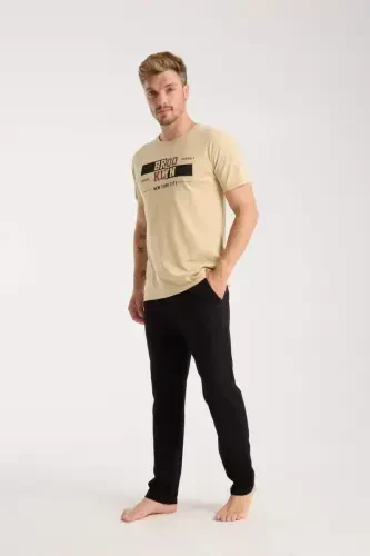 Oq terili erkaklar uchun kalta yengli pijamalar to'plami - 2