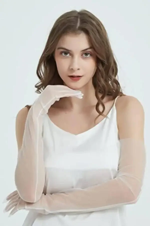 Oq Tül Qo'lqoplar Kelin Qo'lqopi To'y Liboslari Uchun Qo'lqoplar Kostyum Qo'lqopi Partiya Qo'lqopi - 53