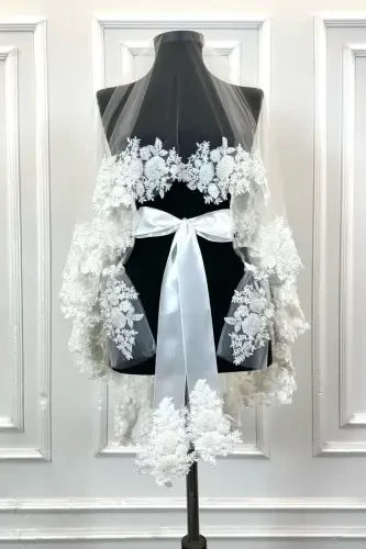 Oq Vip kelinlik pardasi to'plami, Xina pardasi qoplamasi to'plami-Oq - ZEYMERADE (1)