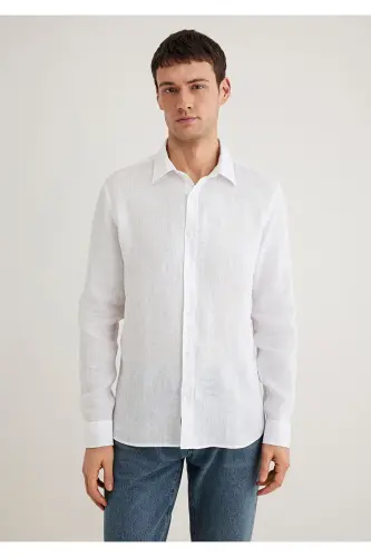 Oq zig'ir ko'ylak Slim Fit / Tor Kesim 0211466-62 - 4