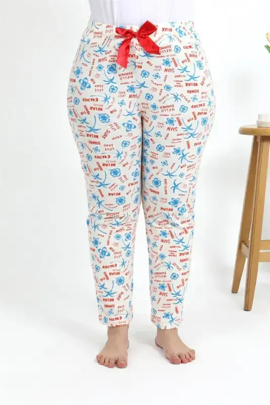 Oqdeniz Ayollar Paxta Katta O'lchamli Pastki Pijama 27558 Egru - 6