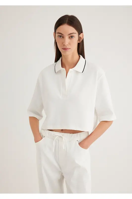 Oqish Crop Polo Tishirti Crop / Kalta Bichim 1613000-70057 - Oqish-70057 - 2