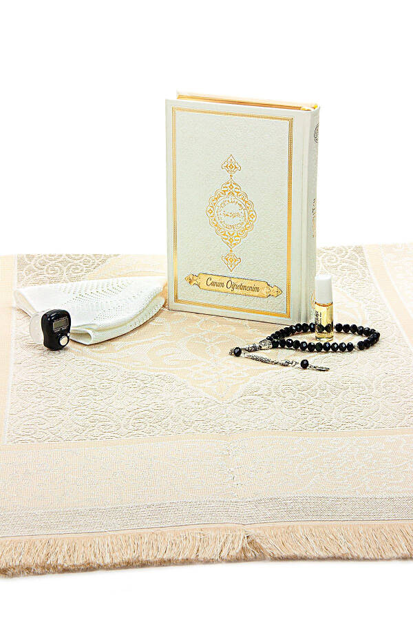 O'qituvchilar kuni uchun maxsus oq Qur'on va namozlik gilami oq - 4