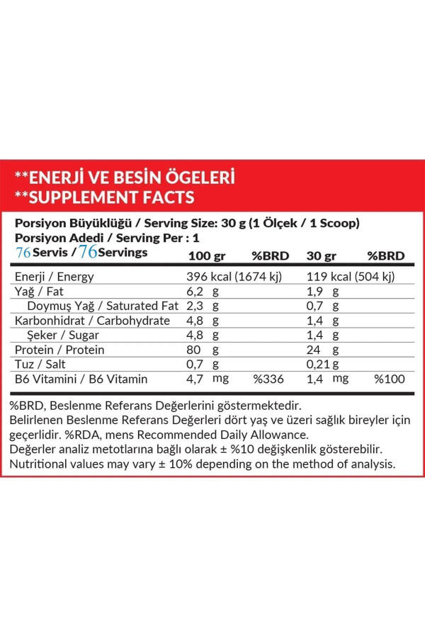 Oqsil kukuni 2280 g Shokolad ta'mli Zardob oqsili 24 g oqsil 76 ta porsiyalar - 2