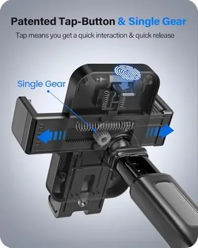 OQTIQ 3-in-1 So‘rg‘ichli Telefon Uskunasi, Shamol/Panel/Havzalandirish, Panel va Shamol So‘rg‘ichli Avtomobil Telefon Uskunasi Kuchli Yopishqoq Gel Yostig‘i bilan (Qora va Kumush) - 3