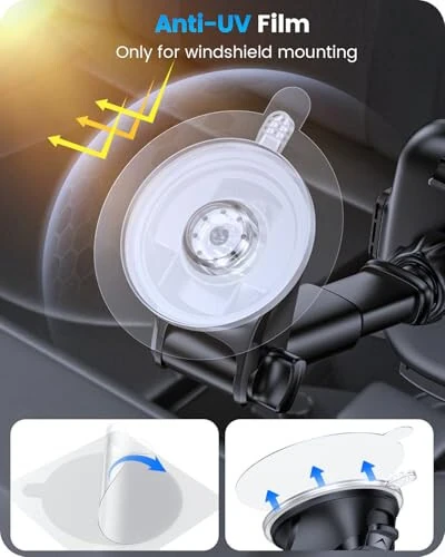 OQTIQ 3-in-1 Car Phone Mount – Dashboard, Windshield & Air Vent Holder with Strong Suction Cup, Adjustable Arm, 360° Rotation – Compatible with iPhone & Android Phones - OQTIQ (1)