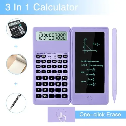 O‘quvchilar uchun IPepul ilmiy kalkulyatorlari, 10 raqamli katta ekranli, not kitobi bo‘lgan matematik kalkulyatori, o‘rta maktab, litsey materiallari va kollej uchun sinfda zarur bo‘lgan narsa (binafsha) - IPEPUL (1)