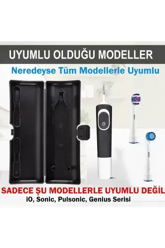 Oral B Şarjlı Diş Fırçası Koruma Kabı Hijyenik Saklama Kabı Tüm Modeller Için Uyumlu Siyah - 5