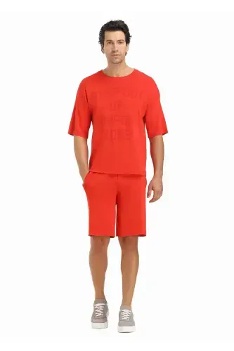 Orange Bicycle Collar Jacquard Knitwear - 1