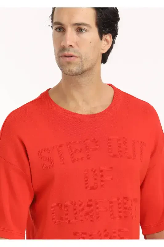 Orange Bicycle Collar Jacquard Knitwear - 3