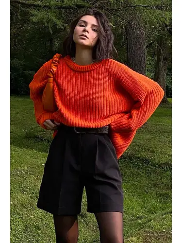 Orange Bicycle Neck Basic Sweater MG1264 - 1