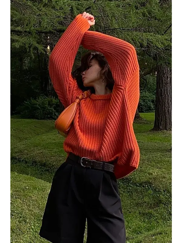 Orange Bicycle Neck Basic Sweater MG1264 - 1