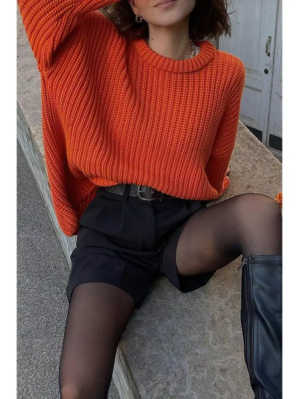 Orange Bicycle Neck Basic Sweater MG1264 - 3