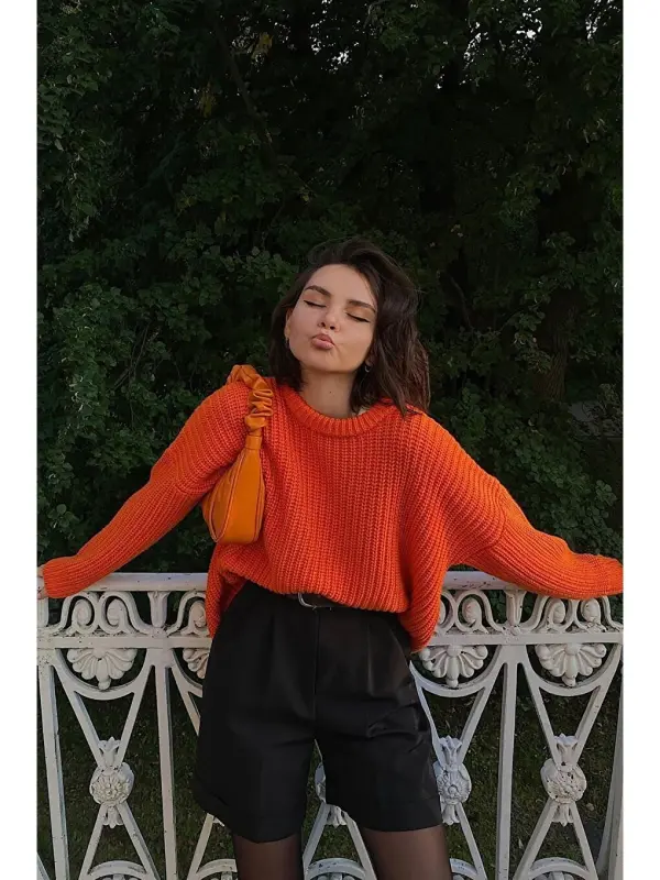 Orange Bicycle Neck Basic Sweater MG1264 - 9