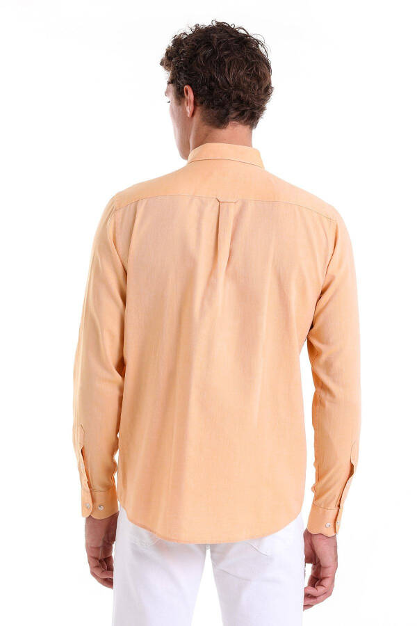 Orange Comfort Fit Plain 100% Cotton Button-Down Collar LS Shirt - 6