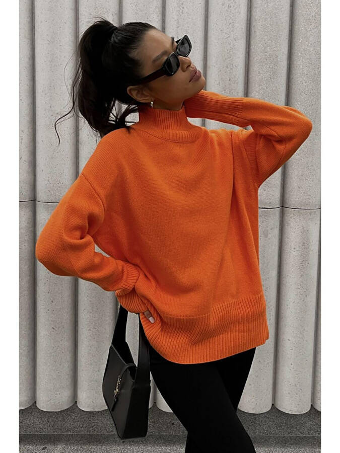 Orange Fisherman Neck Sweater MG1252 - 7