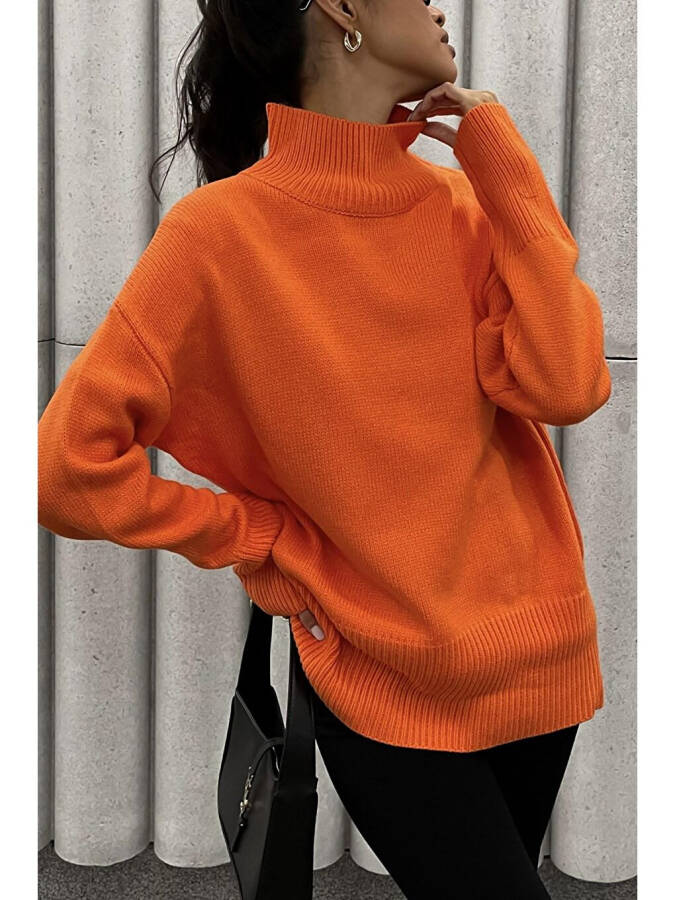 Orange Fisherman Neck Sweater MG1252 - 1