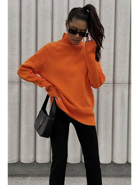 Orange Fisherman Neck Sweater MG1252 - 4