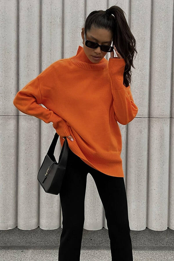 Orange Fisherman Neck Sweater MG1252 - 12