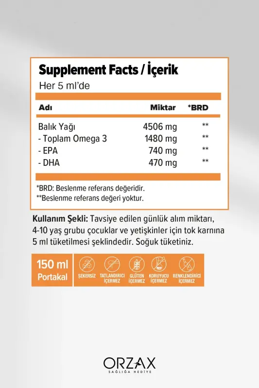 Orange Flavored Fish Oil Syrup 150ml - 2