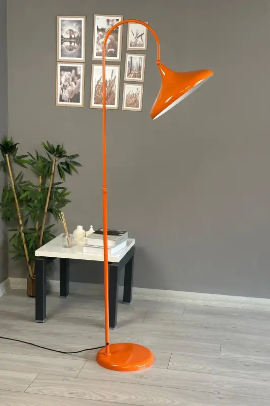 Orange Floor Lamp Movable Head Modern Decorative Metal Living Room Study Room-Orange - 3