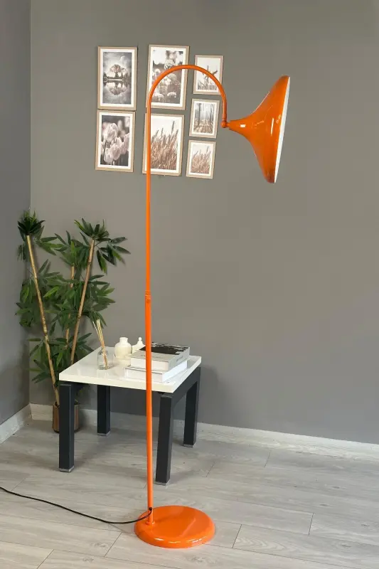 Orange Floor Lamp Movable Head Modern Decorative Metal Living Room Study Room-Orange - 4