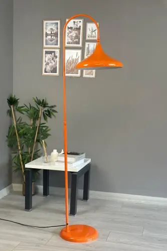 Orange Floor Lamp Movable Head Modern Decorative Metal Living Room Study Room-Orange - 5