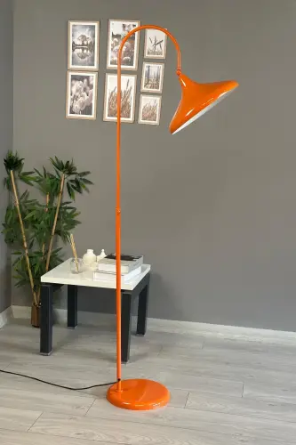 Orange Floor Lamp Movable Head Modern Decorative Metal Living Room Study Room-Orange - 6