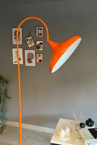 Orange Floor Lamp Movable Head Modern Decorative Metal Living Room Study Room-Orange - 2