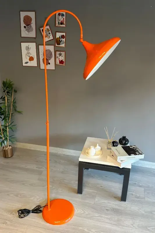 Orange Floor Lamp Movable Head Modern Decorative Metal Living Room Study Room-Orange - 3