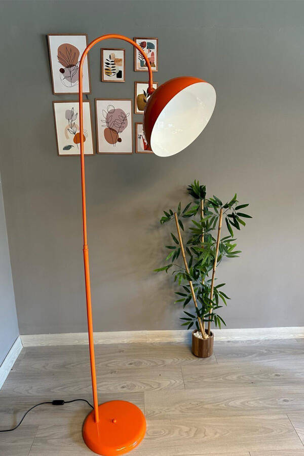 Orange Floor Lamp with Adjustable Head Modern Decorative Metal Living Room Study Room - 26