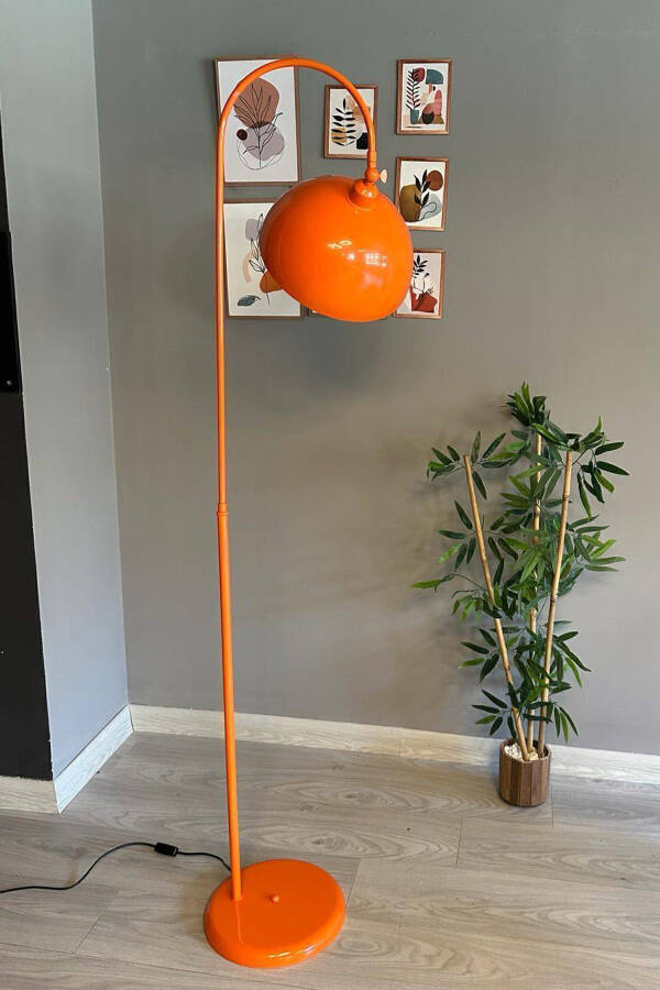 Orange Floor Lamp with Adjustable Head Modern Decorative Metal Living Room Study Room - 31