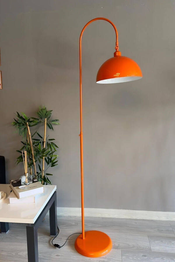 Orange Floor Lamp with Adjustable Head Modern Decorative Metal Living Room Study Room - 5