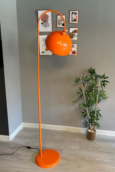 Orange Floor Lamp with Adjustable Head Modern Decorative Metal Living Room Study Room - 6