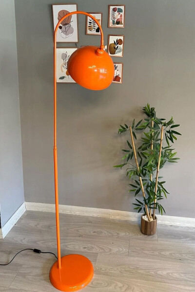 Orange Floor Lamp with Adjustable Head Modern Decorative Metal Living Room Study Room - 8