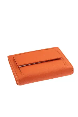 Orange Genuine Leather Cardholder and Small Wallet with Coin Pocket and ID Compartment - Orange - DERIDERIM (1)