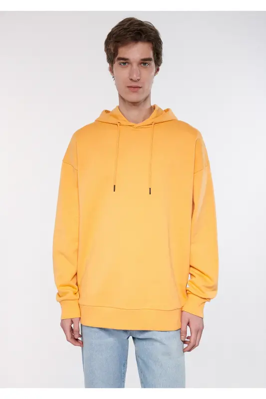 Orange Hooded Basic Sweatshirt 0610062-71399 - Orange-71399 - 2