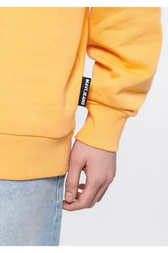 Orange Hooded Basic Sweatshirt 0610062-71399 - Orange-71399 - 4